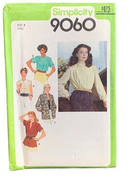 Simplicity 9060 Misses Shirt Sewing Pattern Size 8 Rock That Retro Vibe Uncut